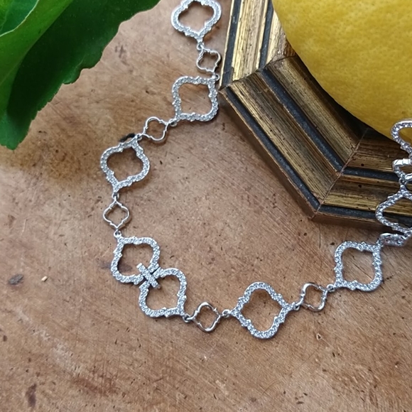 Nadri White Rhodium Alhambra Necklace - Picture 1 of 10